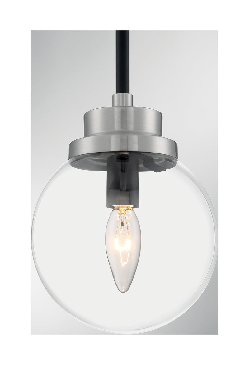 Nuvo Lighting 60-7131 One Light Pendant, Matte Black / Brushed Nickel