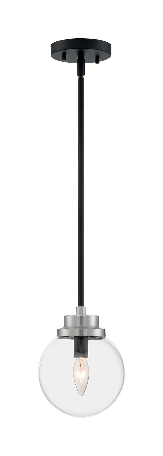 Nuvo Lighting 60-7131 One Light Pendant, Matte Black / Brushed Nickel