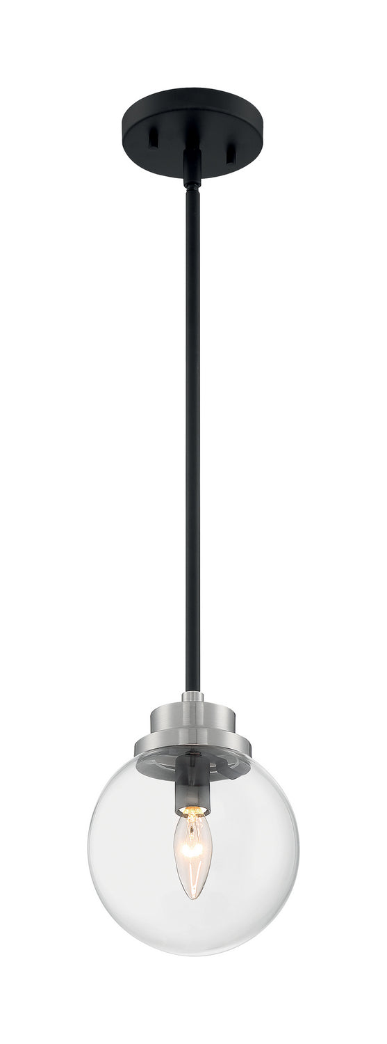 Nuvo Lighting 60-7131 One Light Pendant, Matte Black / Brushed Nickel