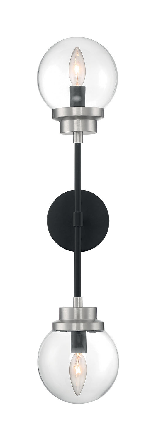 Nuvo Lighting 60-7132 Two Light Wall Sconce, Matte Black / Brushed Nickel
