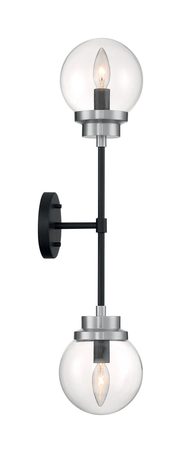 Nuvo Lighting 60-7132 Two Light Wall Sconce, Matte Black / Brushed Nickel