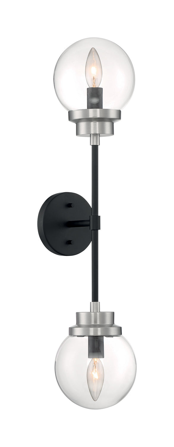 Nuvo Lighting 60-7132 Two Light Wall Sconce, Matte Black / Brushed Nickel