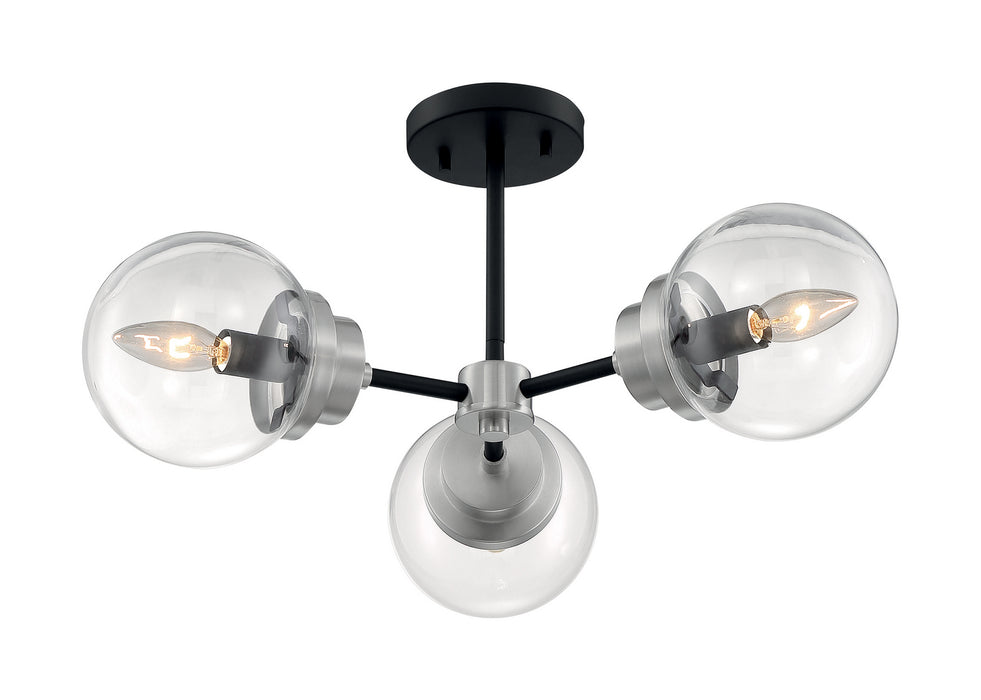 Nuvo Lighting 60-7133 Three Light Semi Flush Mount, Matte Black / Brushed Nickel