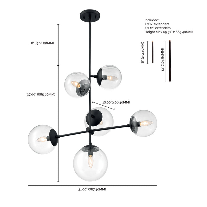 Nuvo Lighting 60-7135 Six Light Pendant, Matte Black