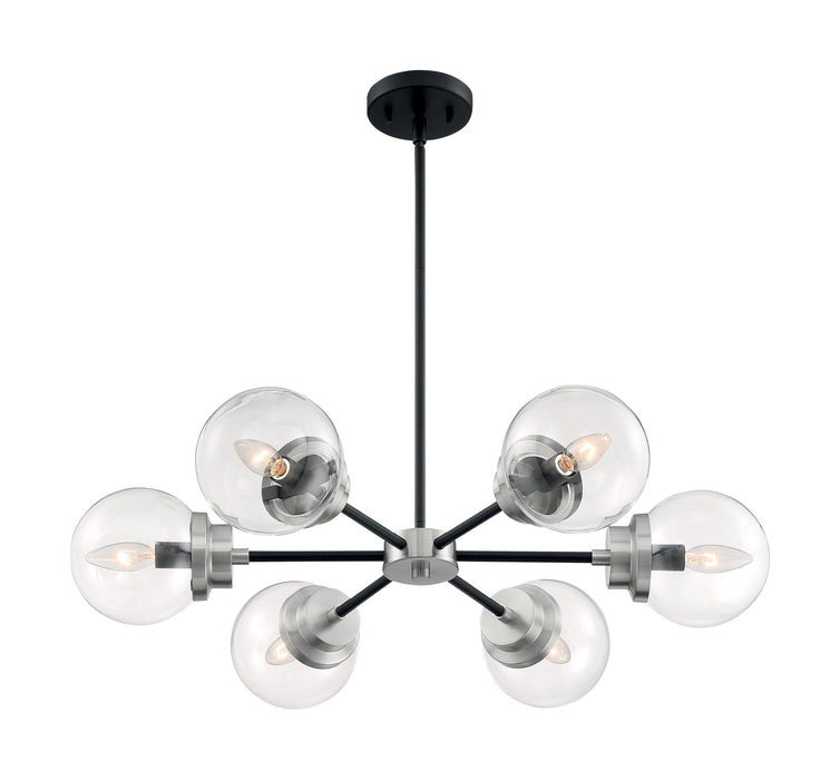 Nuvo Lighting 60-7136 Six Light Chandelier, Matte Black / Brushed Nickel