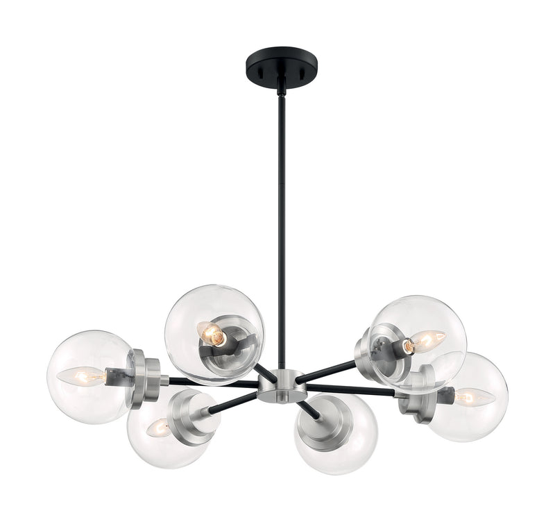 Nuvo Lighting 60-7136 Six Light Chandelier, Matte Black / Brushed Nickel