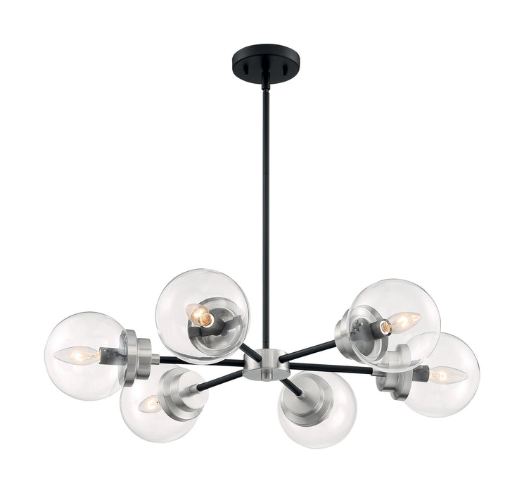 Nuvo Lighting 60-7136 Six Light Chandelier, Matte Black / Brushed Nickel