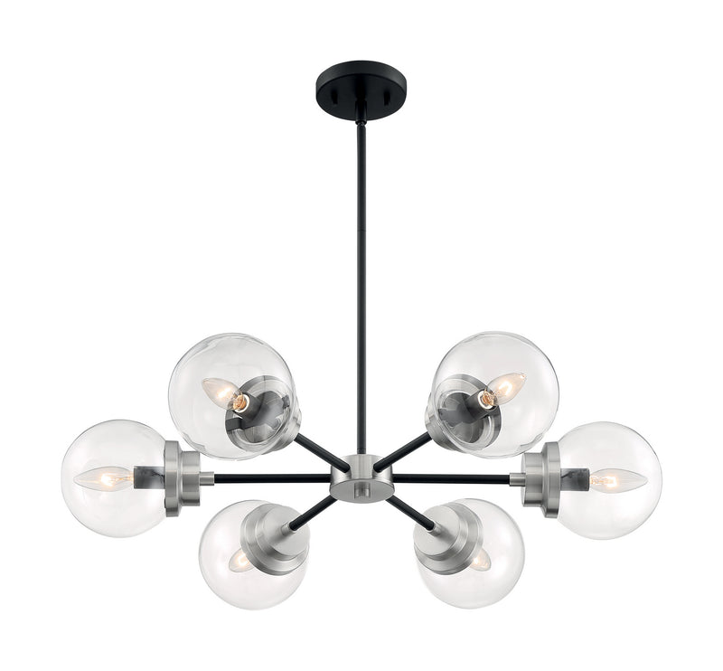 Nuvo Lighting 60-7136 Six Light Chandelier, Matte Black / Brushed Nickel
