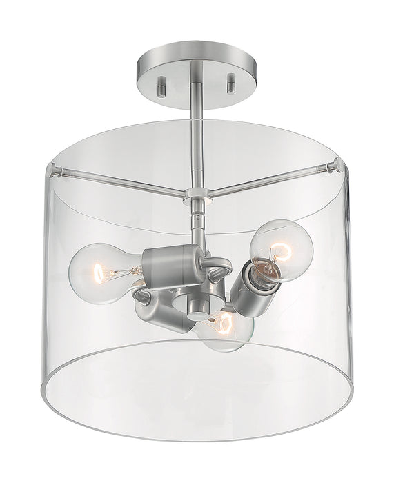 Nuvo Lighting 60-7178 Three Light Semi Flush Mount, Brushed Nickel