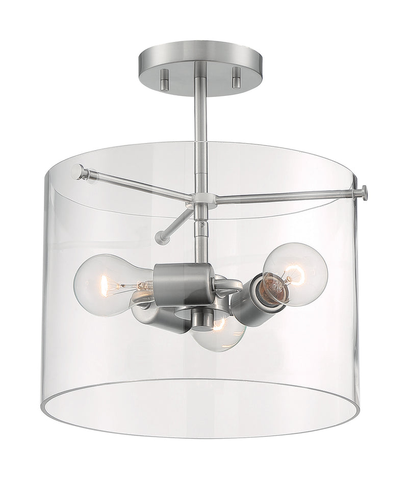 Nuvo Lighting 60-7178 Three Light Semi Flush Mount, Brushed Nickel