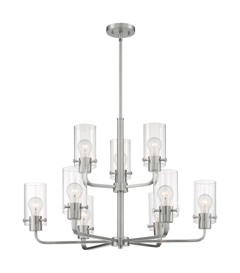 Nuvo Lighting 60-7179 Nine Light Chandelier, Brushed Nickel