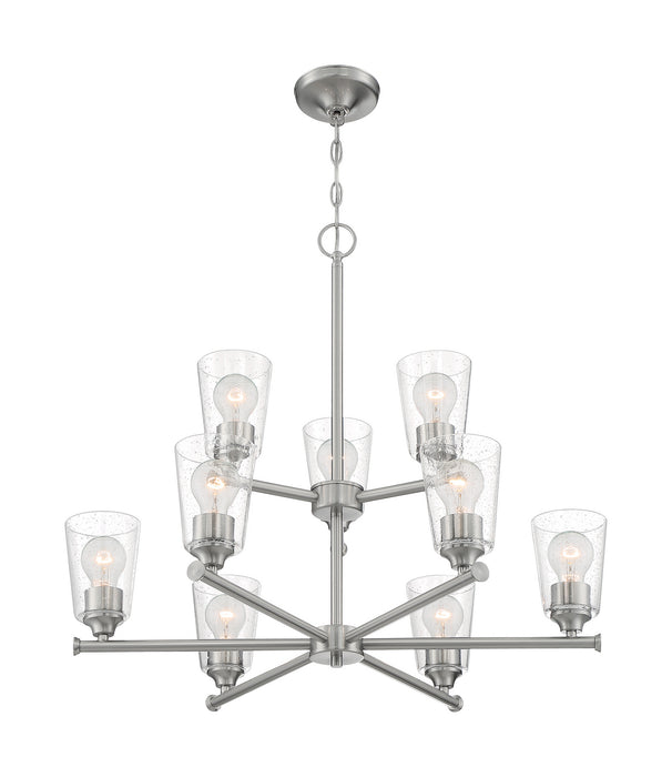 Nuvo Lighting 60-7189 Nine Light Chandelier, Brushed Nickel