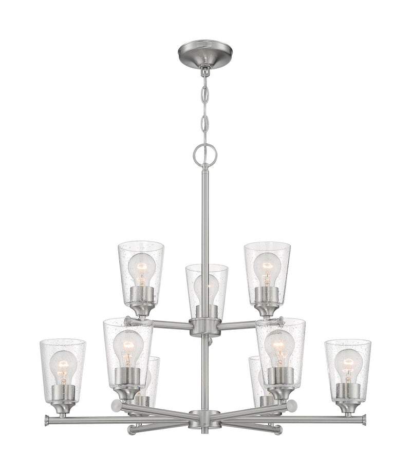 Nuvo Lighting 60-7189 Nine Light Chandelier, Brushed Nickel