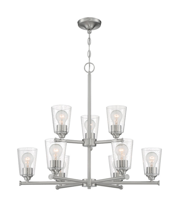 Nuvo Lighting 60-7189 Nine Light Chandelier, Brushed Nickel
