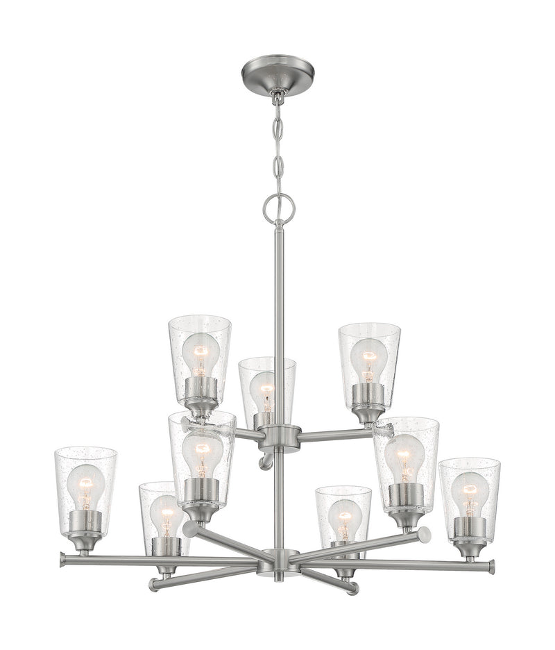 Nuvo Lighting 60-7189 Nine Light Chandelier, Brushed Nickel