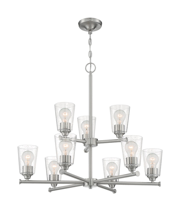 Nuvo Lighting 60-7189 Nine Light Chandelier, Brushed Nickel