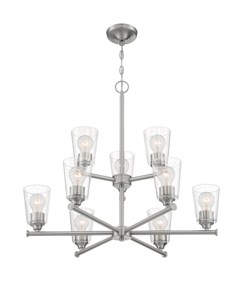 Nuvo Lighting 60-7189 Nine Light Chandelier, Brushed Nickel