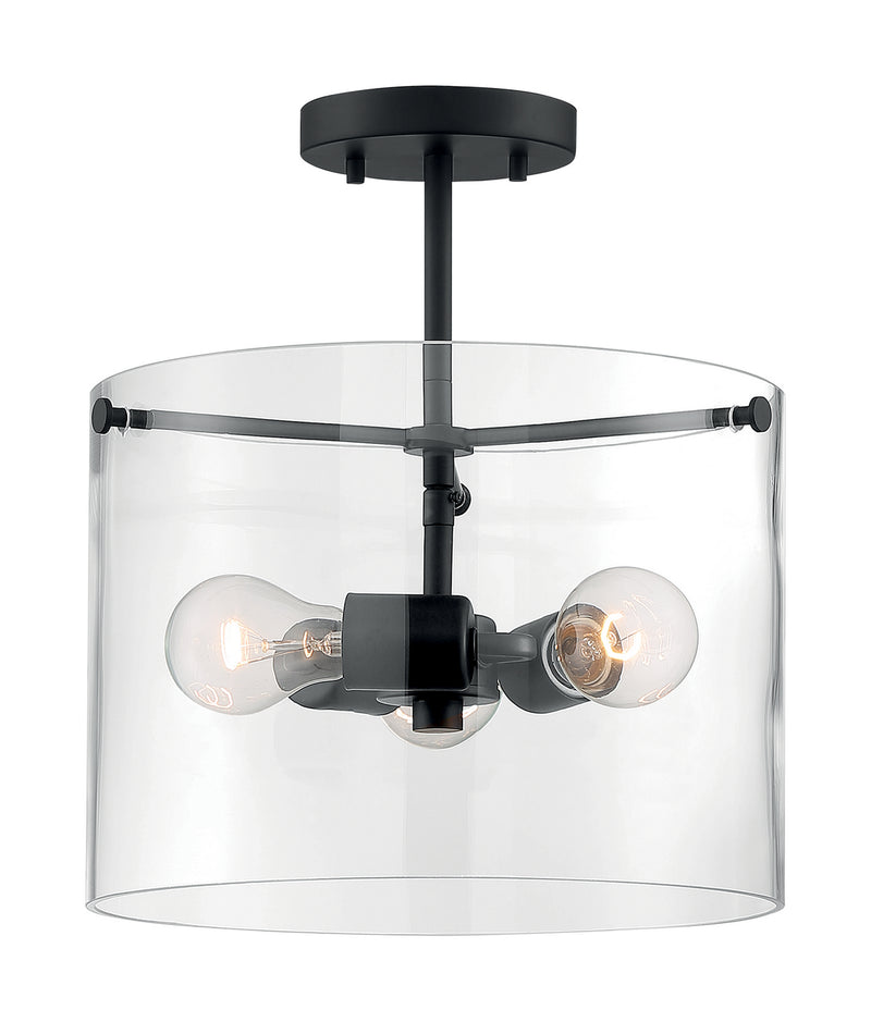 Nuvo Lighting 60-7278 Three Light Semi Flush Mount, Matte Black