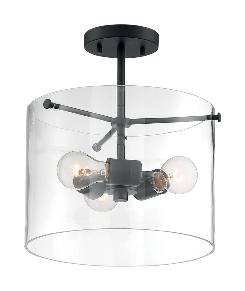 Nuvo Lighting 60-7278 Three Light Semi Flush Mount, Matte Black