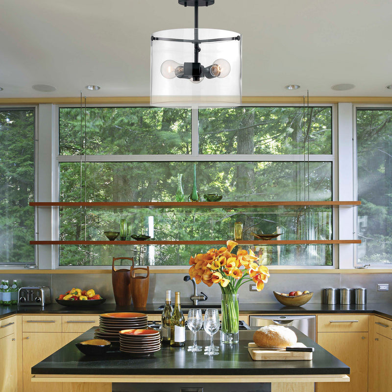 Nuvo Lighting 60-7278 Three Light Semi Flush Mount, Matte Black