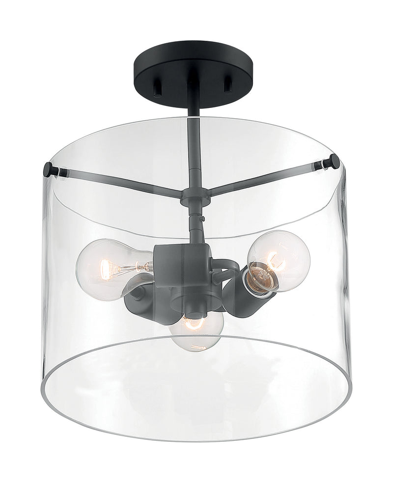 Nuvo Lighting 60-7278 Three Light Semi Flush Mount, Matte Black