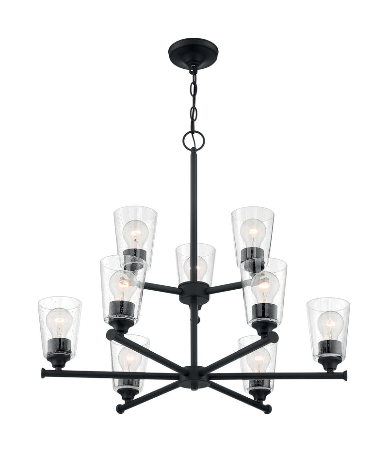 Nuvo Lighting 60-7289 Nine Light Chandelier, Matte Black