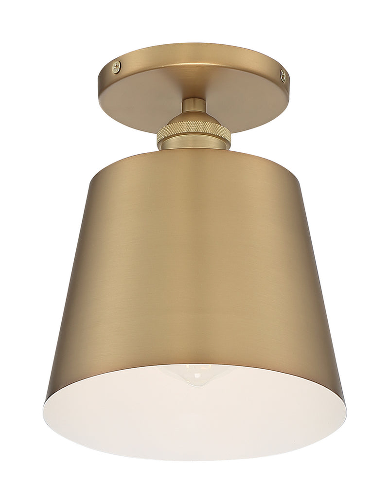 Nuvo Lighting 60-7321 One Light Semi Flush Mount, Brushed Brass / White