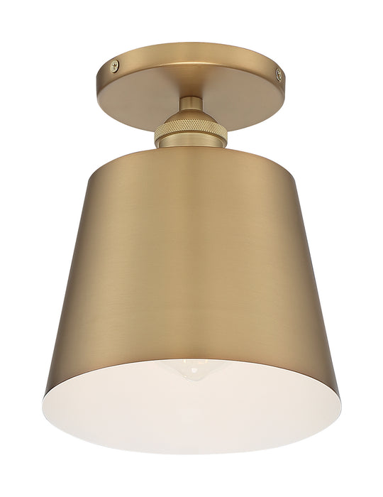 Nuvo Lighting 60-7321 One Light Semi Flush Mount, Brushed Brass / White