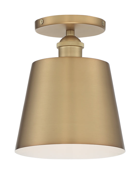Nuvo Lighting 60-7321 One Light Semi Flush Mount, Brushed Brass / White