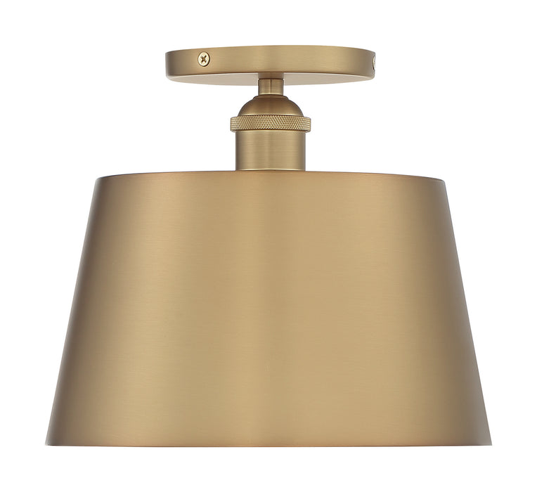 Nuvo Lighting 60-7322 One Light Semi Flush Mount, Brushed Brass / White