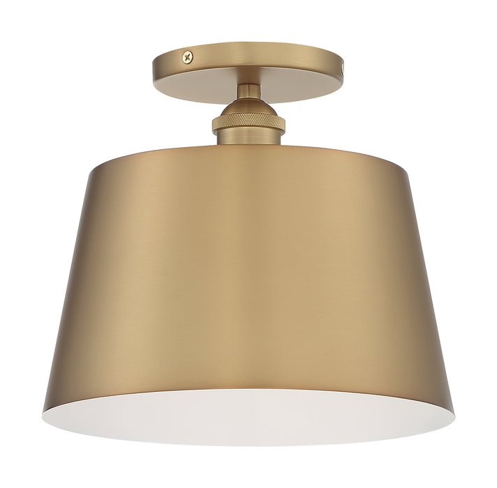 Nuvo Lighting 60-7322 One Light Semi Flush Mount, Brushed Brass / White
