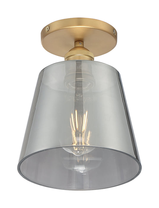 Nuvo Lighting 60-7323 One Light Semi Flush Mount, Brushed Brass / Smoked Glass