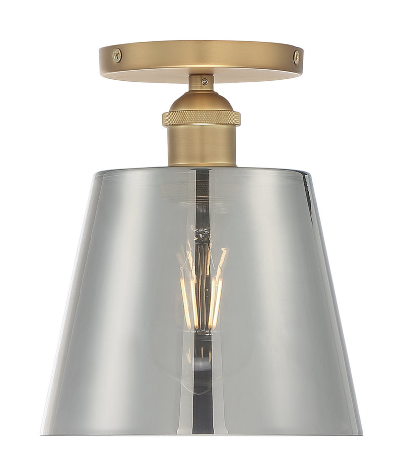 Nuvo Lighting 60-7323 One Light Semi Flush Mount, Brushed Brass / Smoked Glass