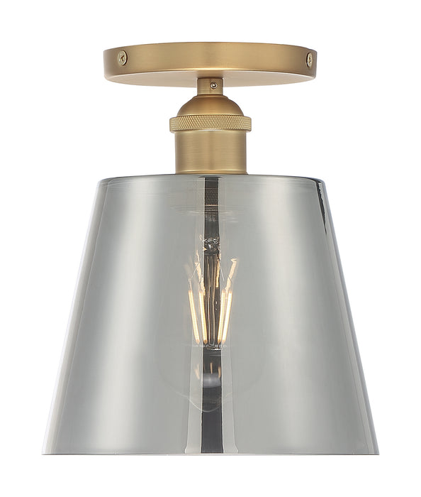 Nuvo Lighting 60-7323 One Light Semi Flush Mount, Brushed Brass / Smoked Glass