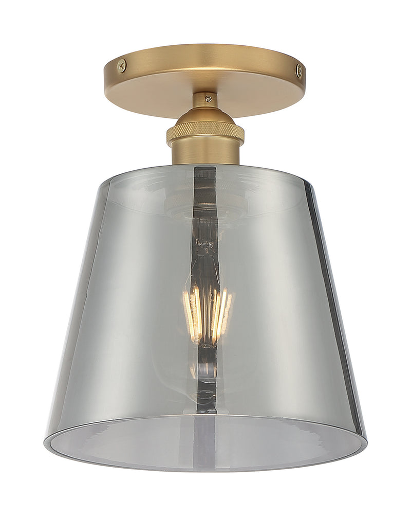 Nuvo Lighting 60-7323 One Light Semi Flush Mount, Brushed Brass / Smoked Glass