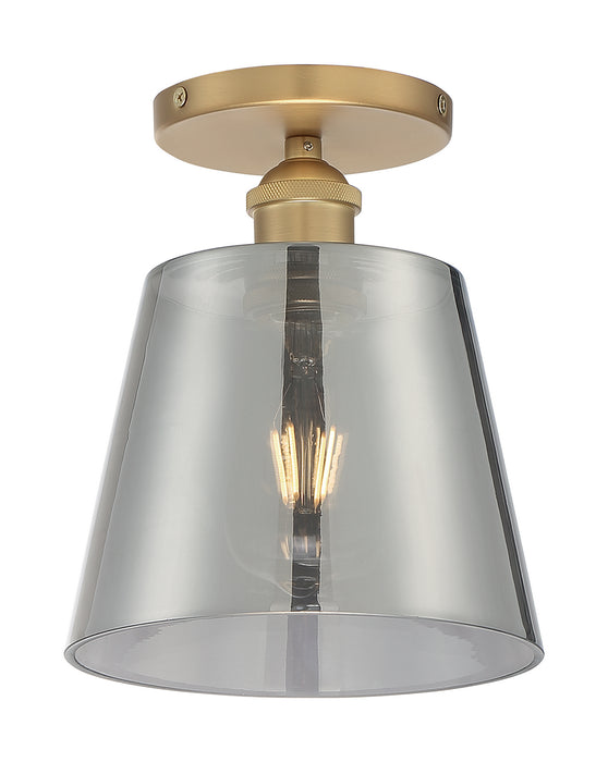 Nuvo Lighting 60-7323 One Light Semi Flush Mount, Brushed Brass / Smoked Glass