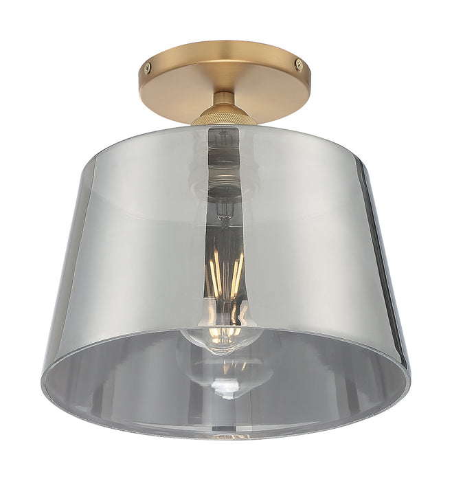 Nuvo Lighting 60-7324 One Light Semi Flush Mount, Brushed Brass / Smoked Glass