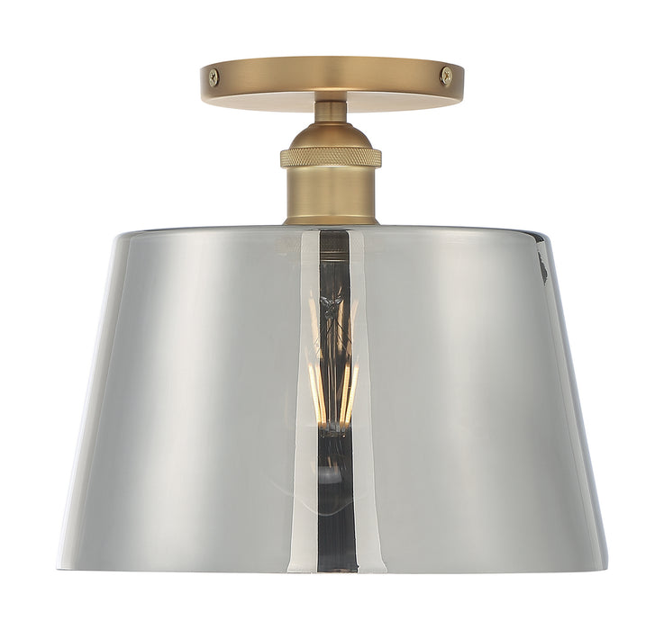 Nuvo Lighting 60-7324 One Light Semi Flush Mount, Brushed Brass / Smoked Glass