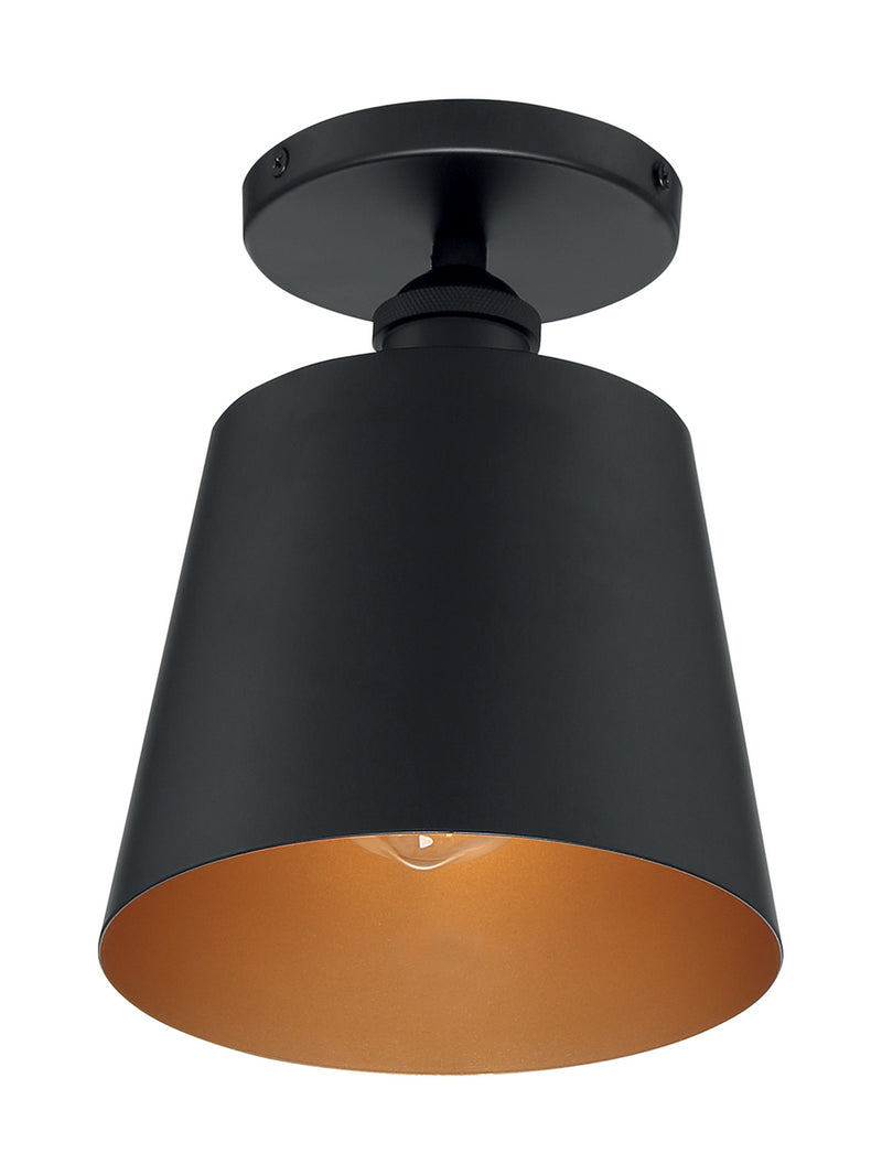 Nuvo Lighting 60-7331 One Light Semi Flush Mount, Black / Gold