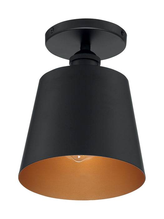 Nuvo Lighting 60-7331 One Light Semi Flush Mount, Black / Gold