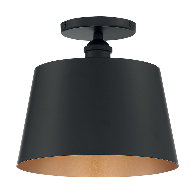 Nuvo Lighting 60-7332 One Light Semi Flush Mount, Black / Gold