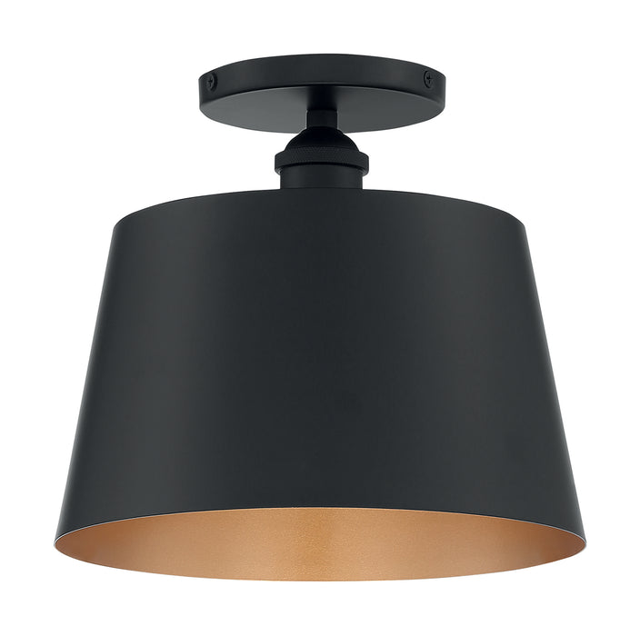 Nuvo Lighting 60-7332 One Light Semi Flush Mount, Black / Gold