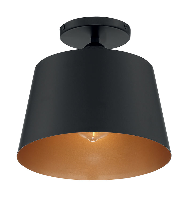 Nuvo Lighting 60-7332 One Light Semi Flush Mount, Black / Gold