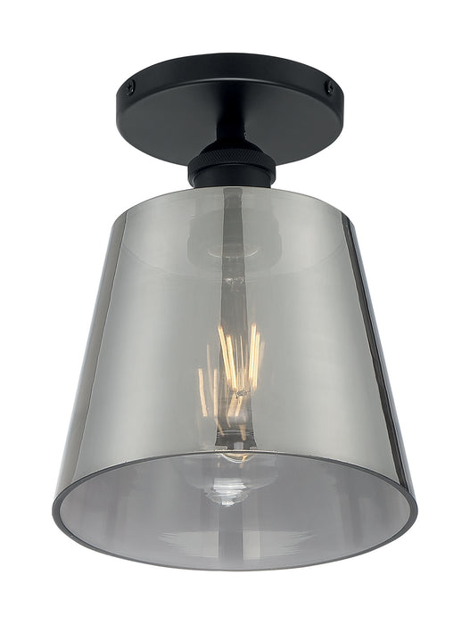 Nuvo Lighting 60-7333 One Light Semi Flush Mount, Black / Smoked Glass