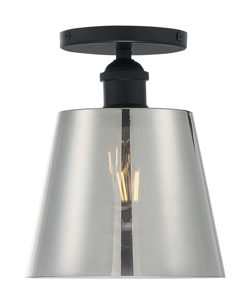 Nuvo Lighting 60-7333 One Light Semi Flush Mount, Black / Smoked Glass