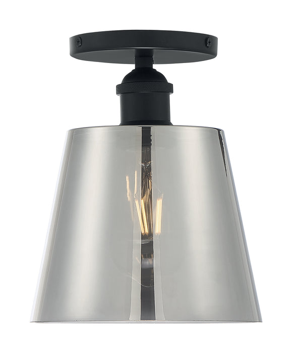 Nuvo Lighting 60-7333 One Light Semi Flush Mount, Black / Smoked Glass