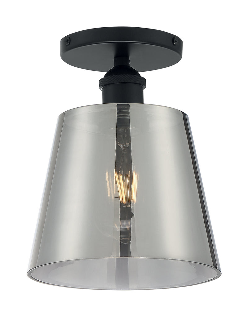 Nuvo Lighting 60-7333 One Light Semi Flush Mount, Black / Smoked Glass