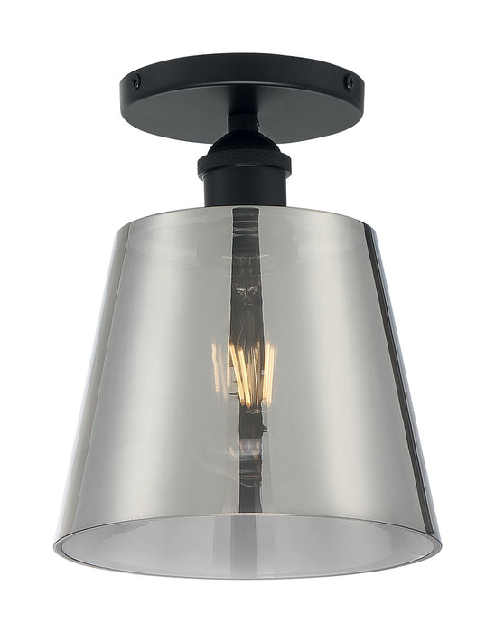 Nuvo Lighting 60-7333 One Light Semi Flush Mount, Black / Smoked Glass