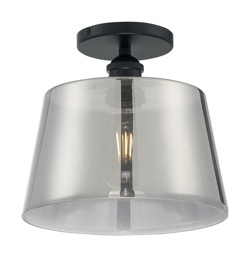 Nuvo Lighting 60-7334 One Light Semi Flush Mount, Black / Smoked Glass