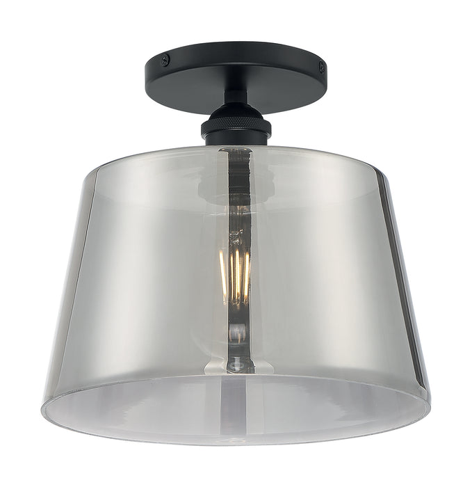 Nuvo Lighting 60-7334 One Light Semi Flush Mount, Black / Smoked Glass